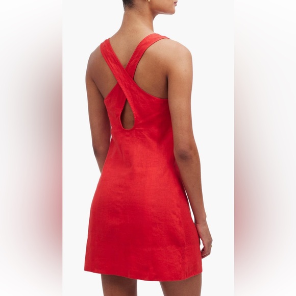 Madewell Cross Back A-Line Linen Minidress - Picture 3 of 7